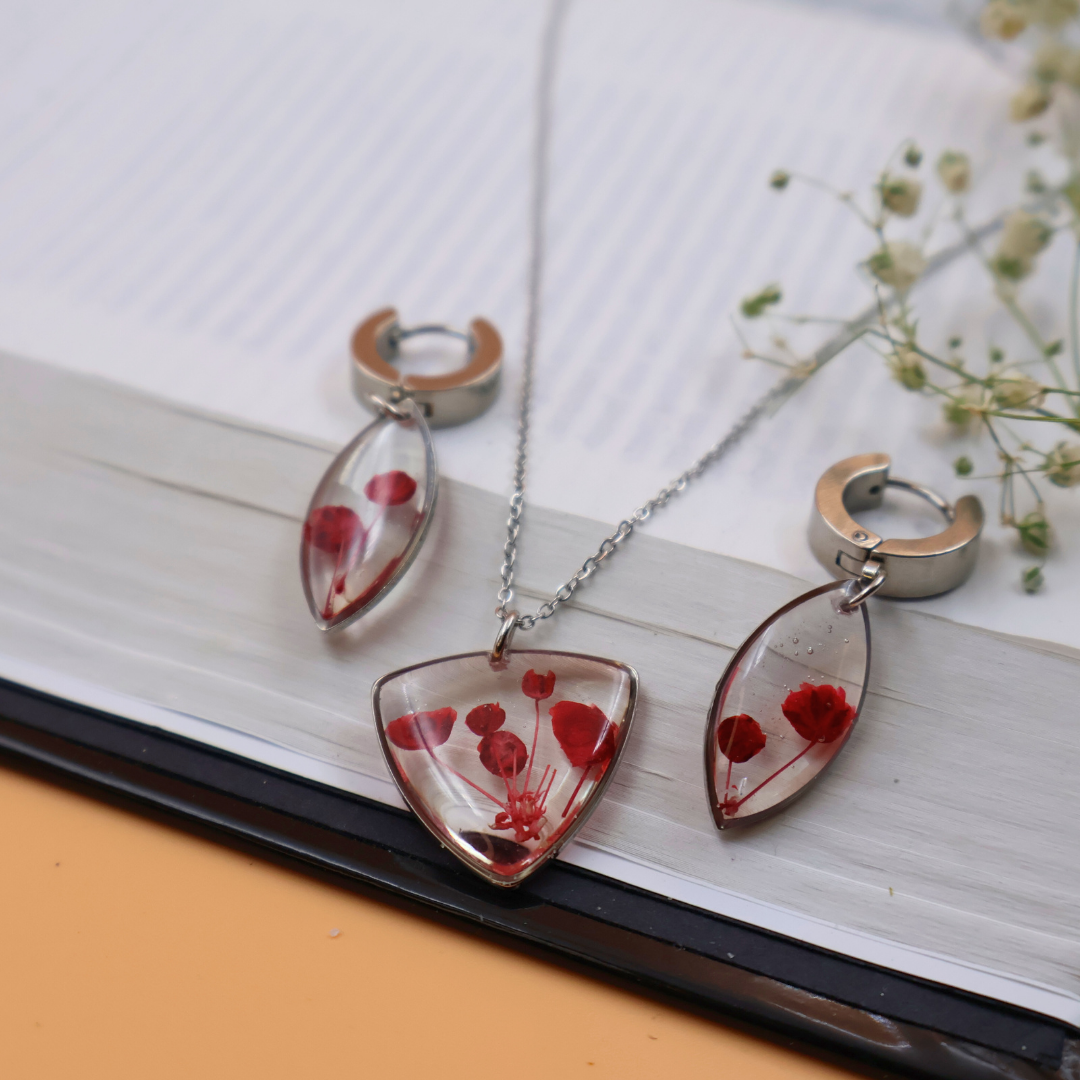 Red Gypsophila Earrings
