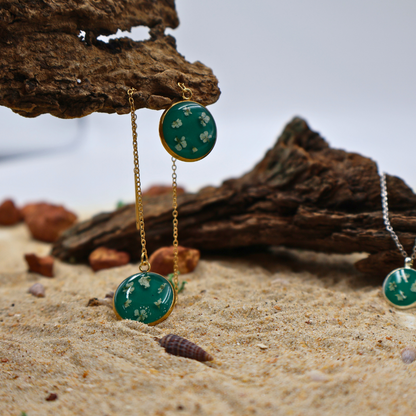 Tiny green heart Jewellery set