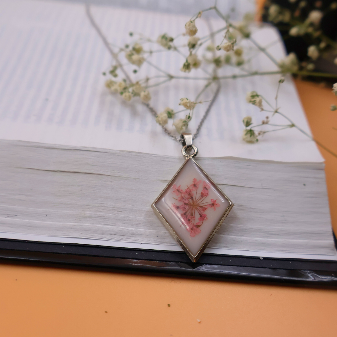 Pink Queen Anne Lace Pendant