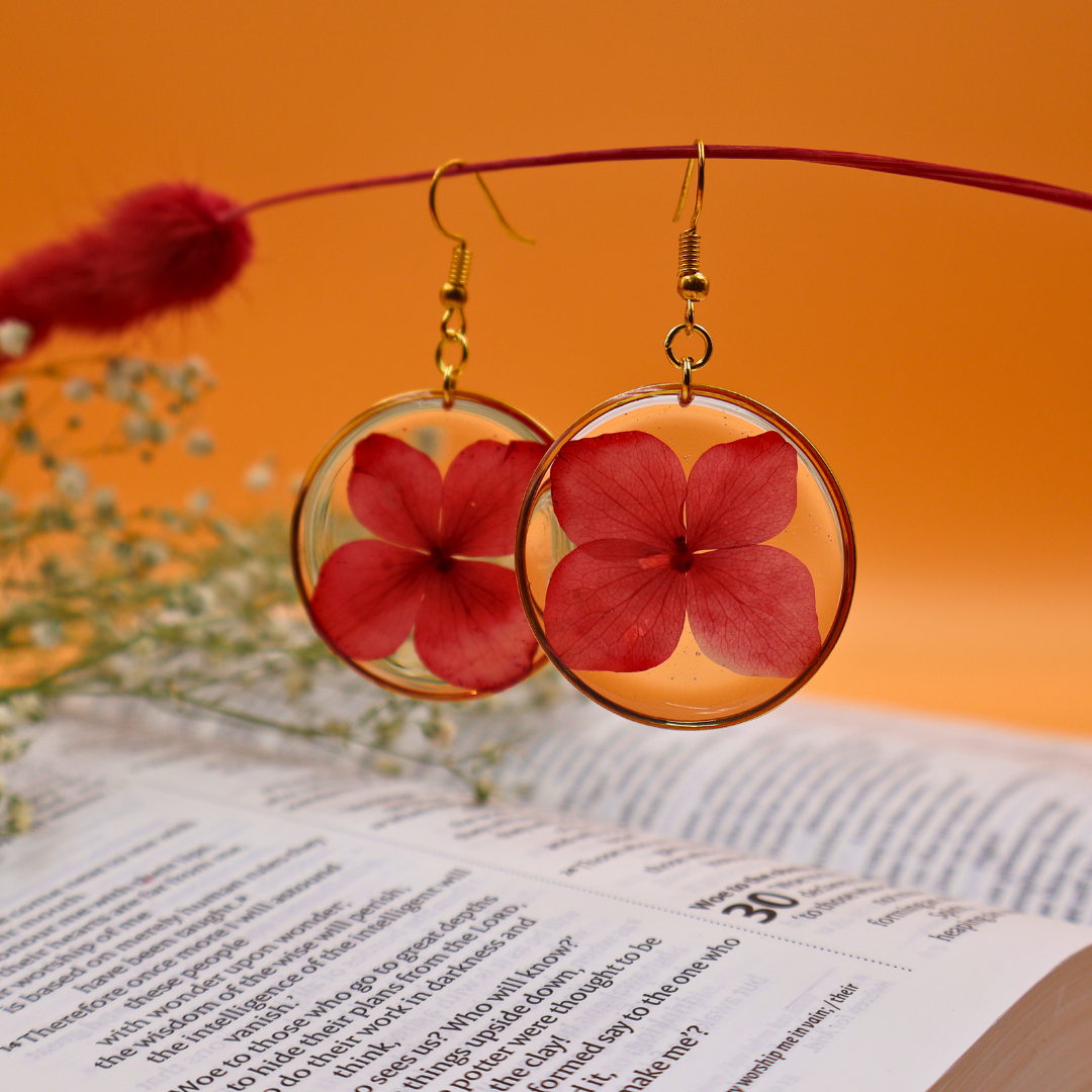 Red Hydrangea earrings