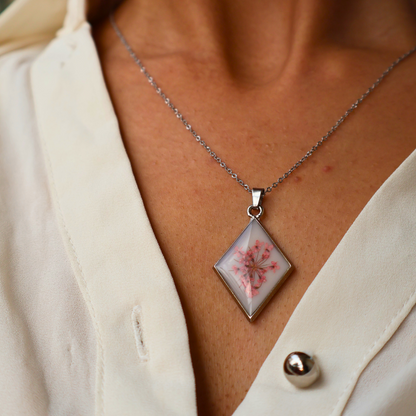 Pink Queen Anne Lace Pendant