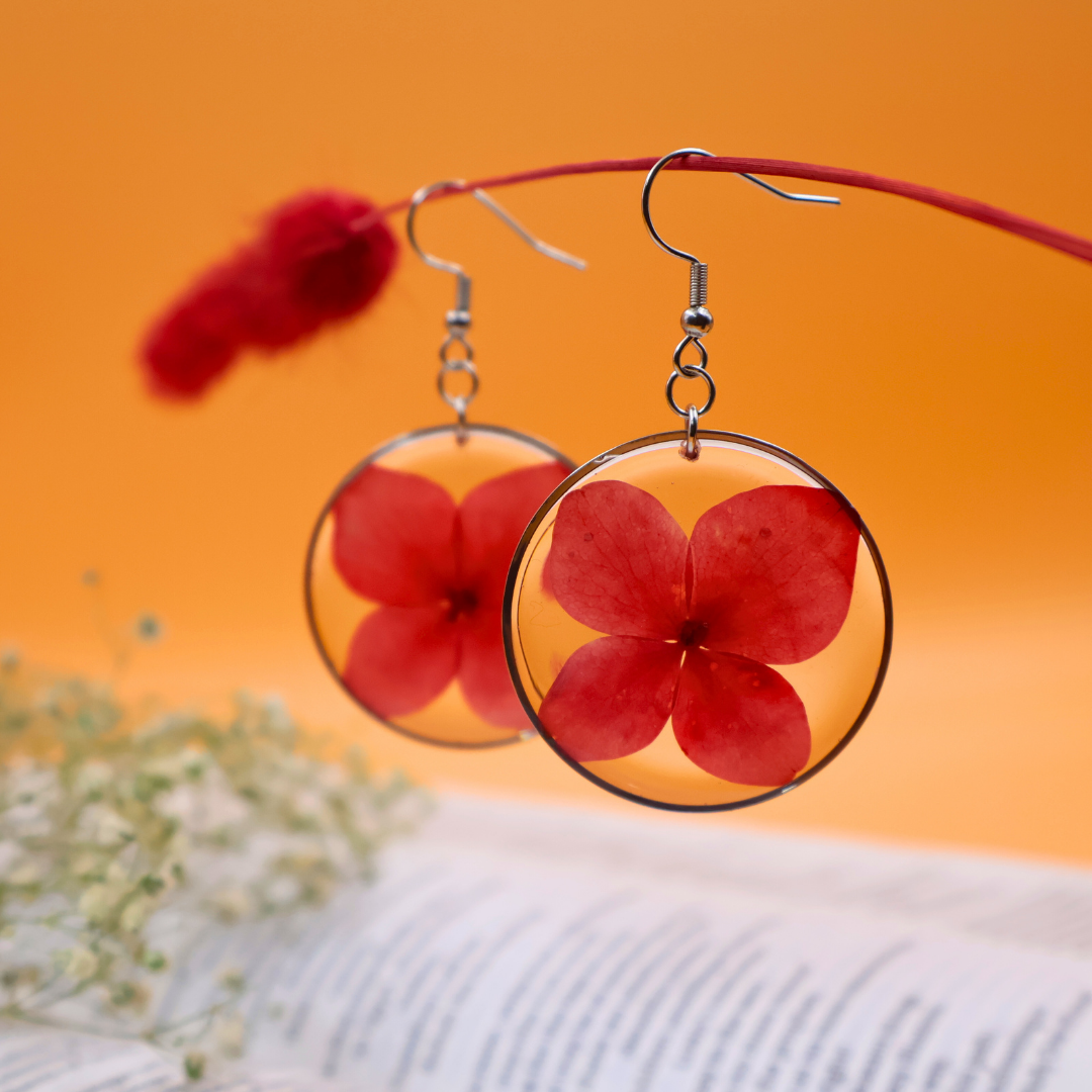 Red Hydrangea earrings