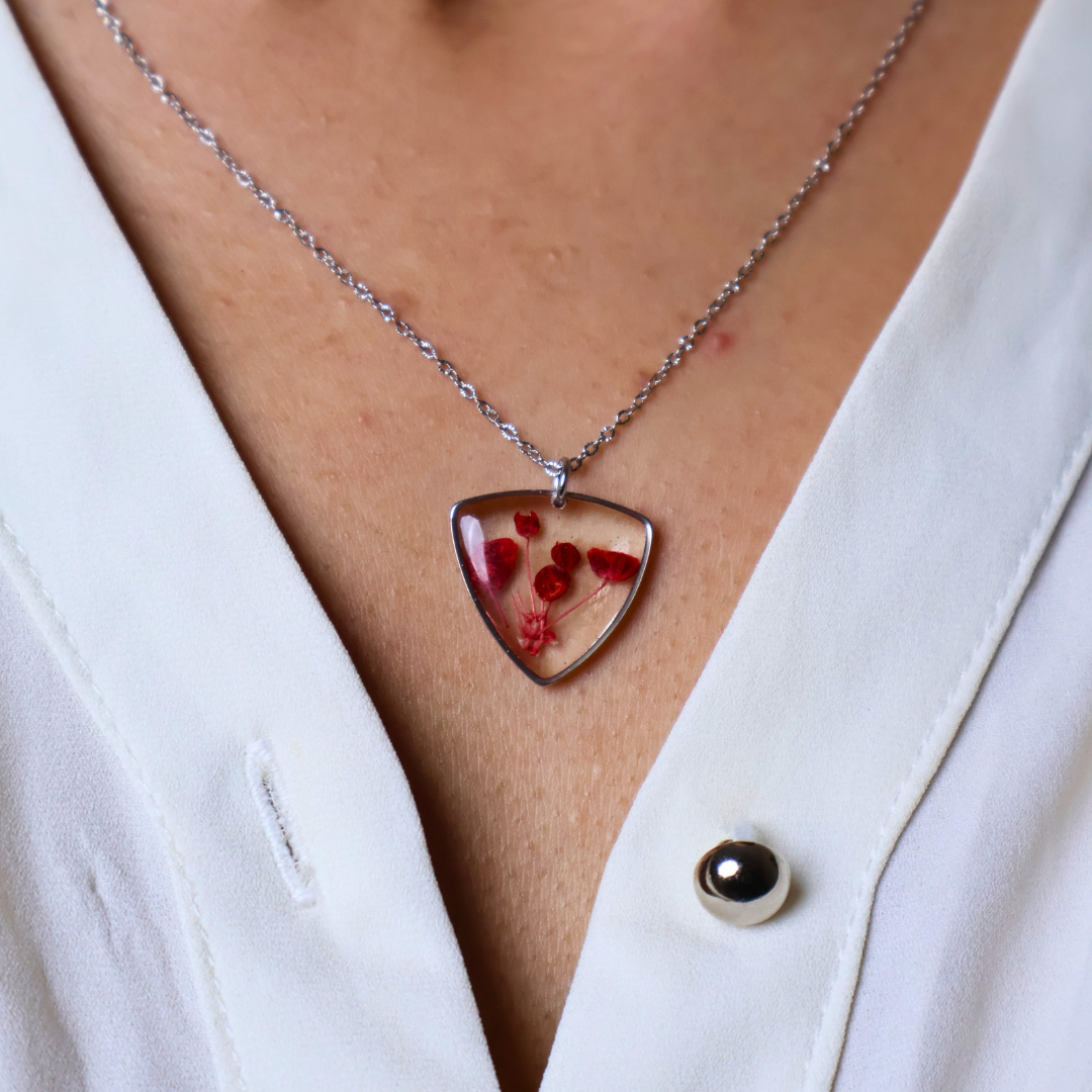 Red Gypsophila Necklace