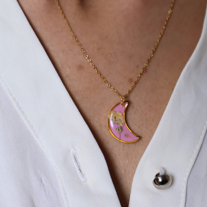 Crescent Moon Pink Necklace