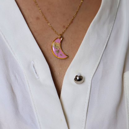 Crescent Moon Pink Necklace