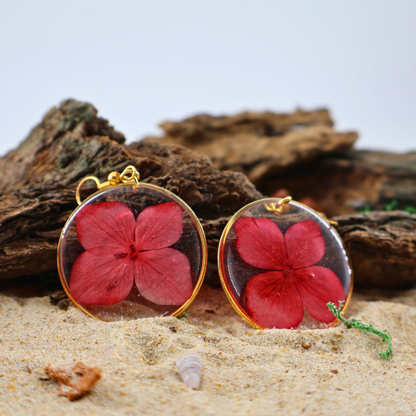 Red Hydrangea earrings