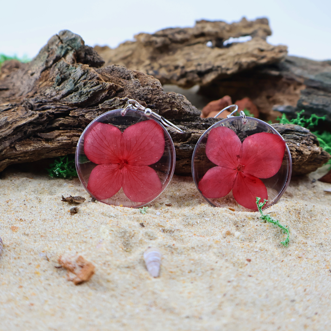 Red Hydrangea earrings