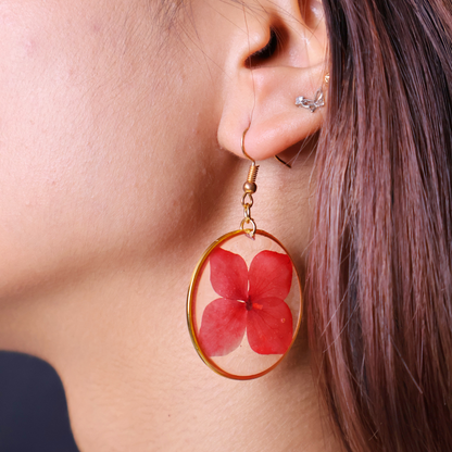 Red Hydrangea earrings