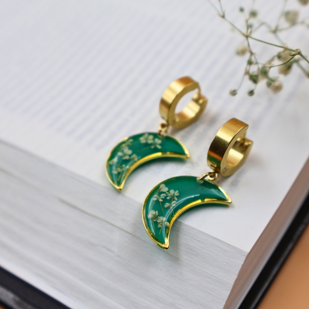 Crescent Moon glaze earrings