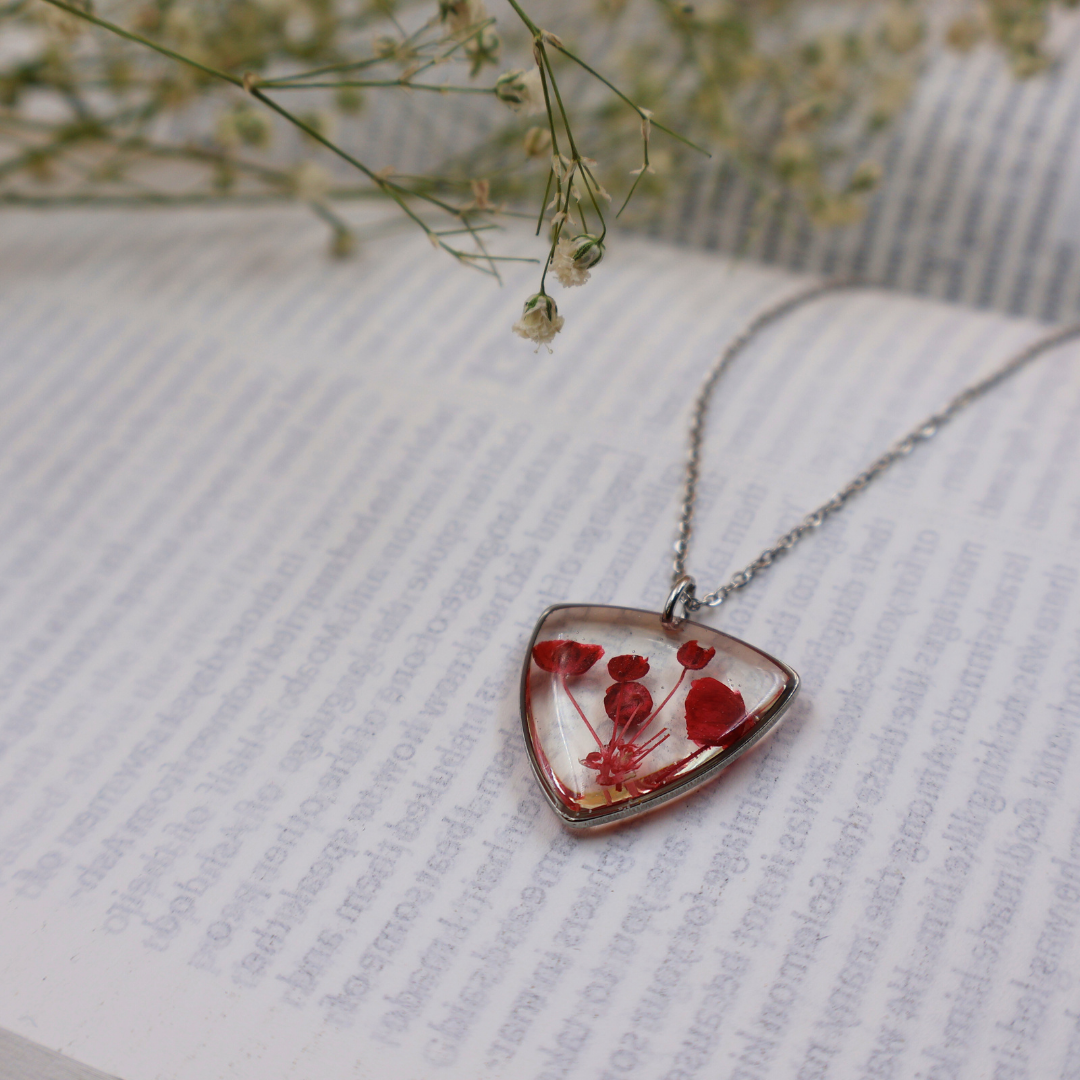 Red Gypsophila Necklace