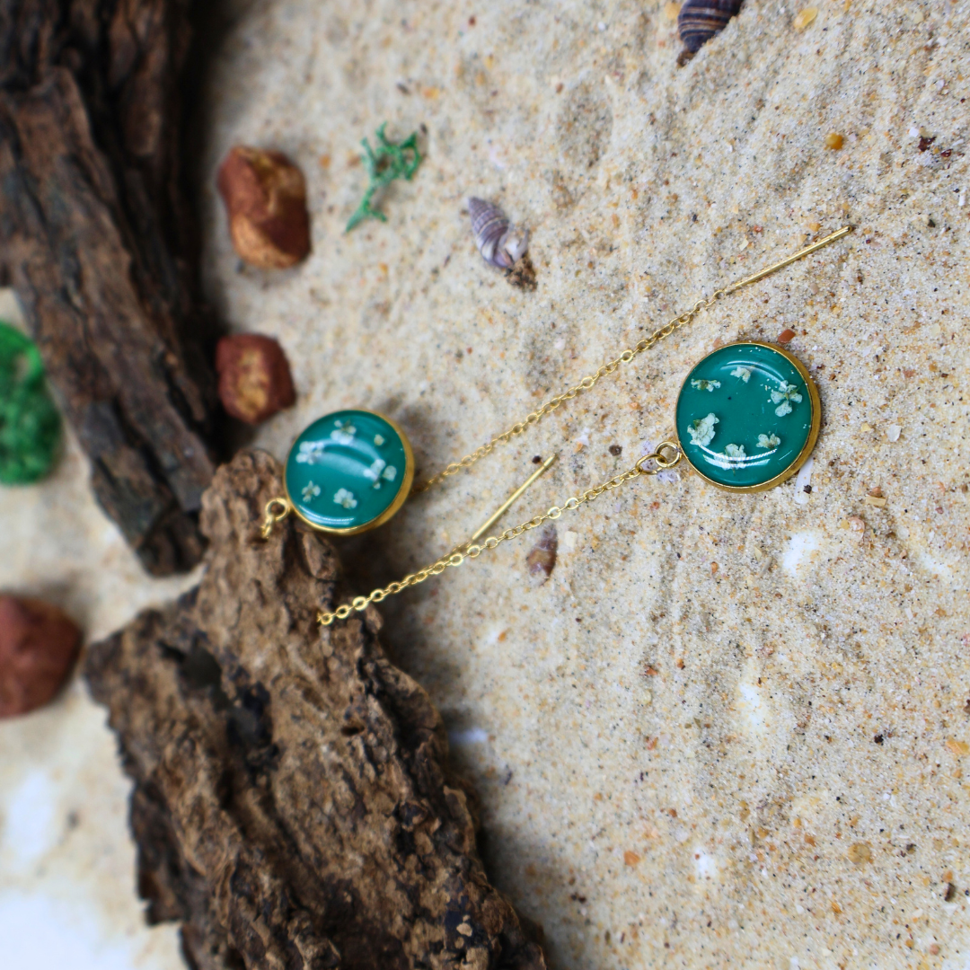 Tiny green heart Jewellery set