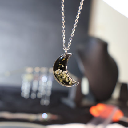 Crescent Black Moon Necklace