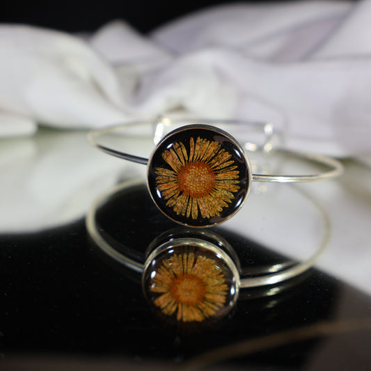 Orange Aster Bloom  Bracelet ( Metal )