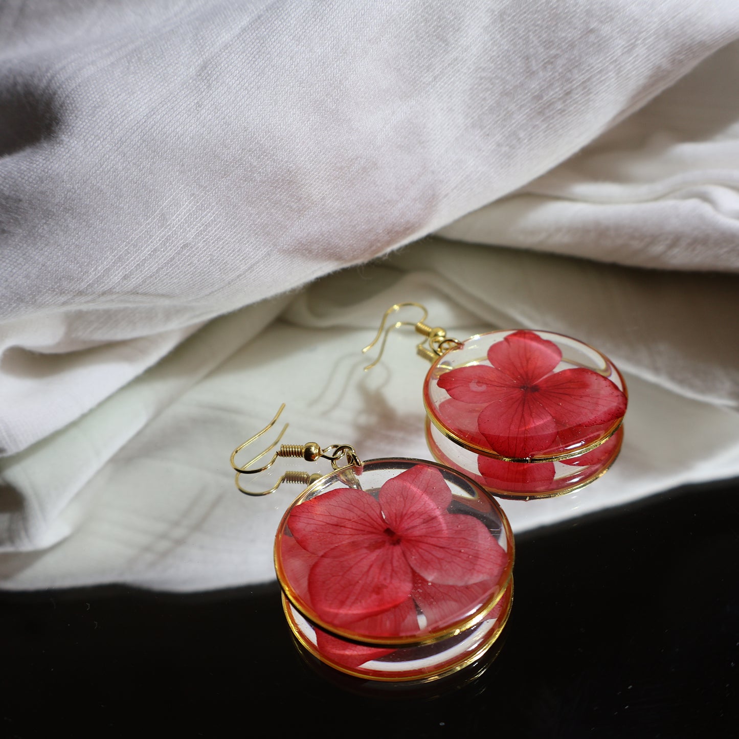 Red Hydrangea earrings