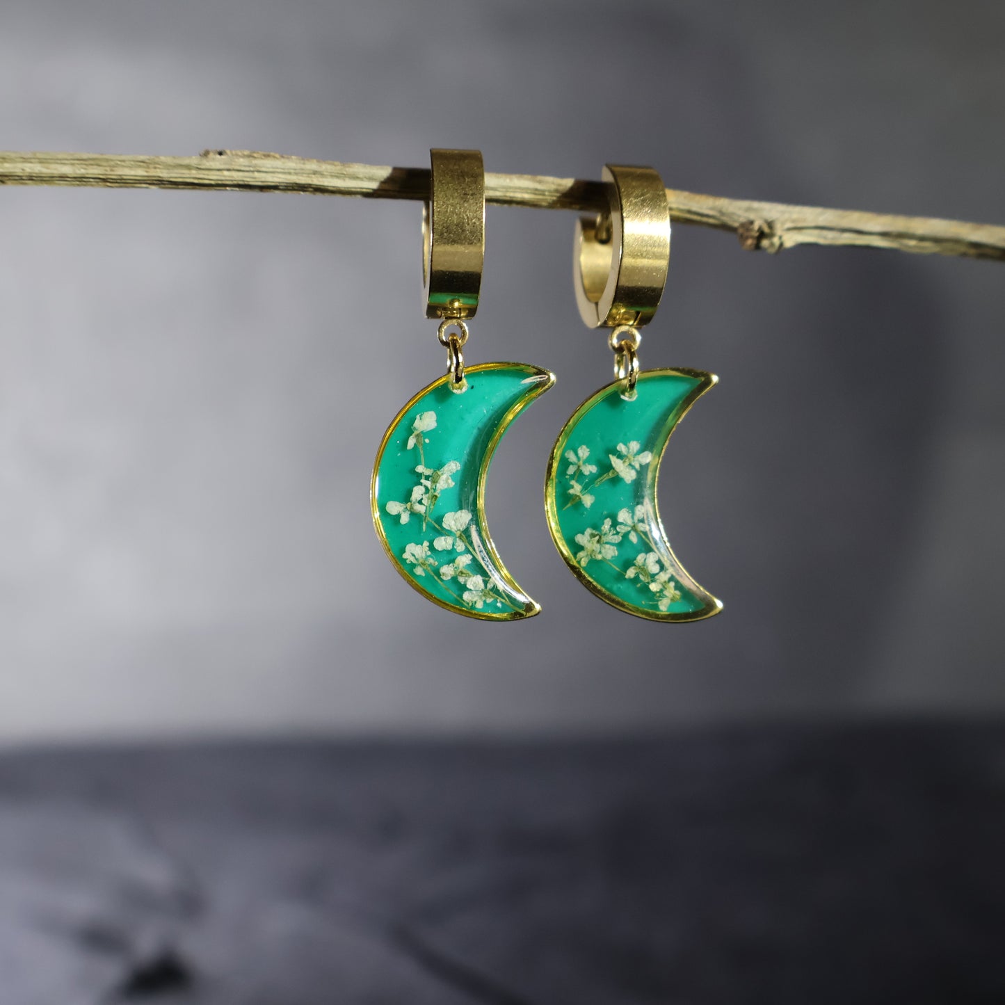 Crescent Moon glaze earrings