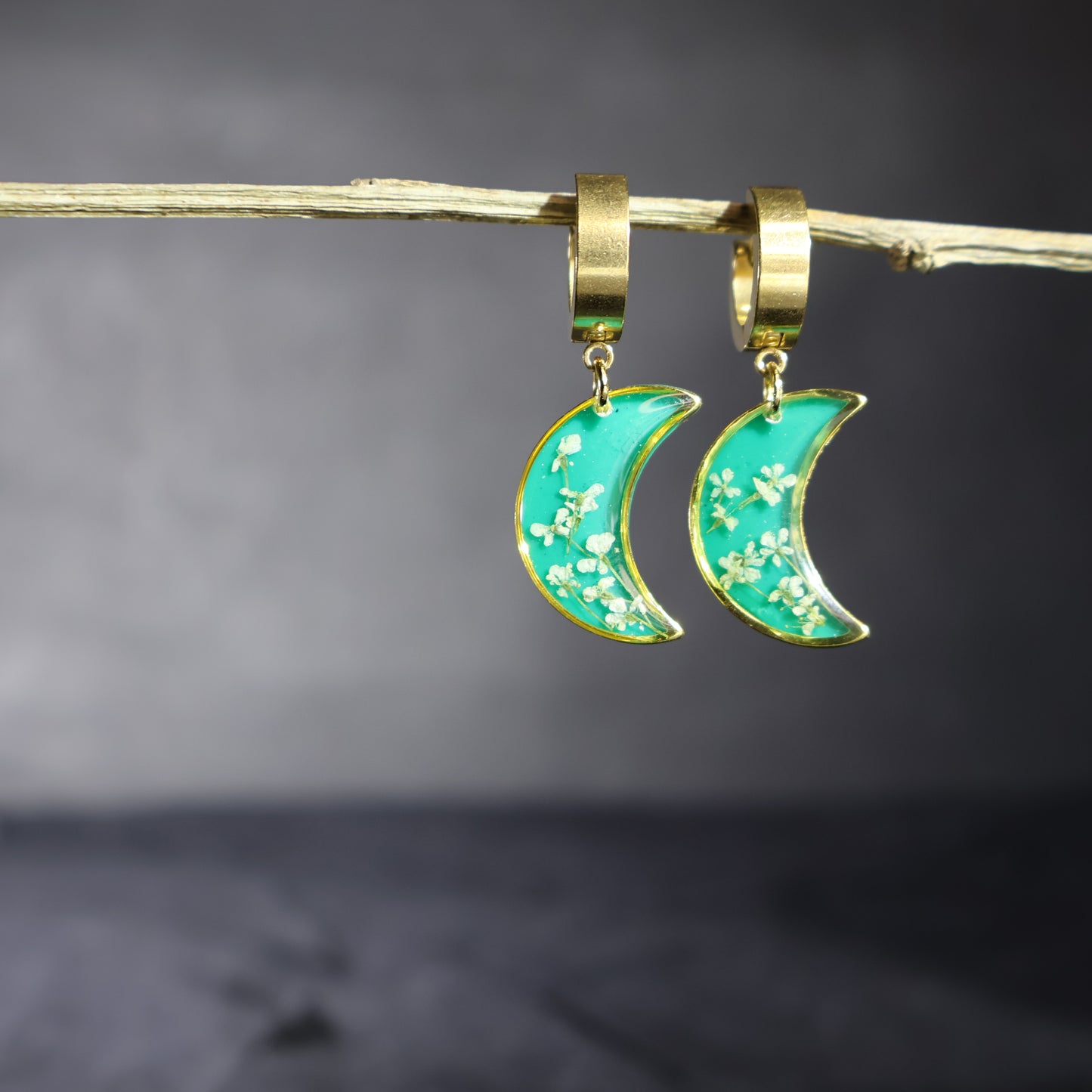 Crescent Moon glaze earrings