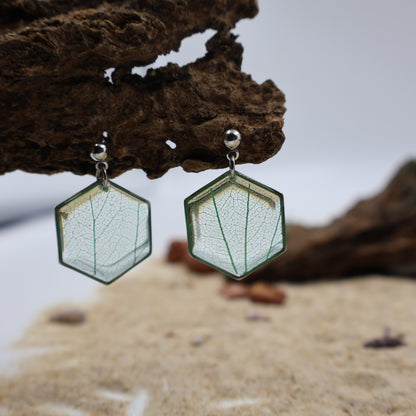 Green petal earrings