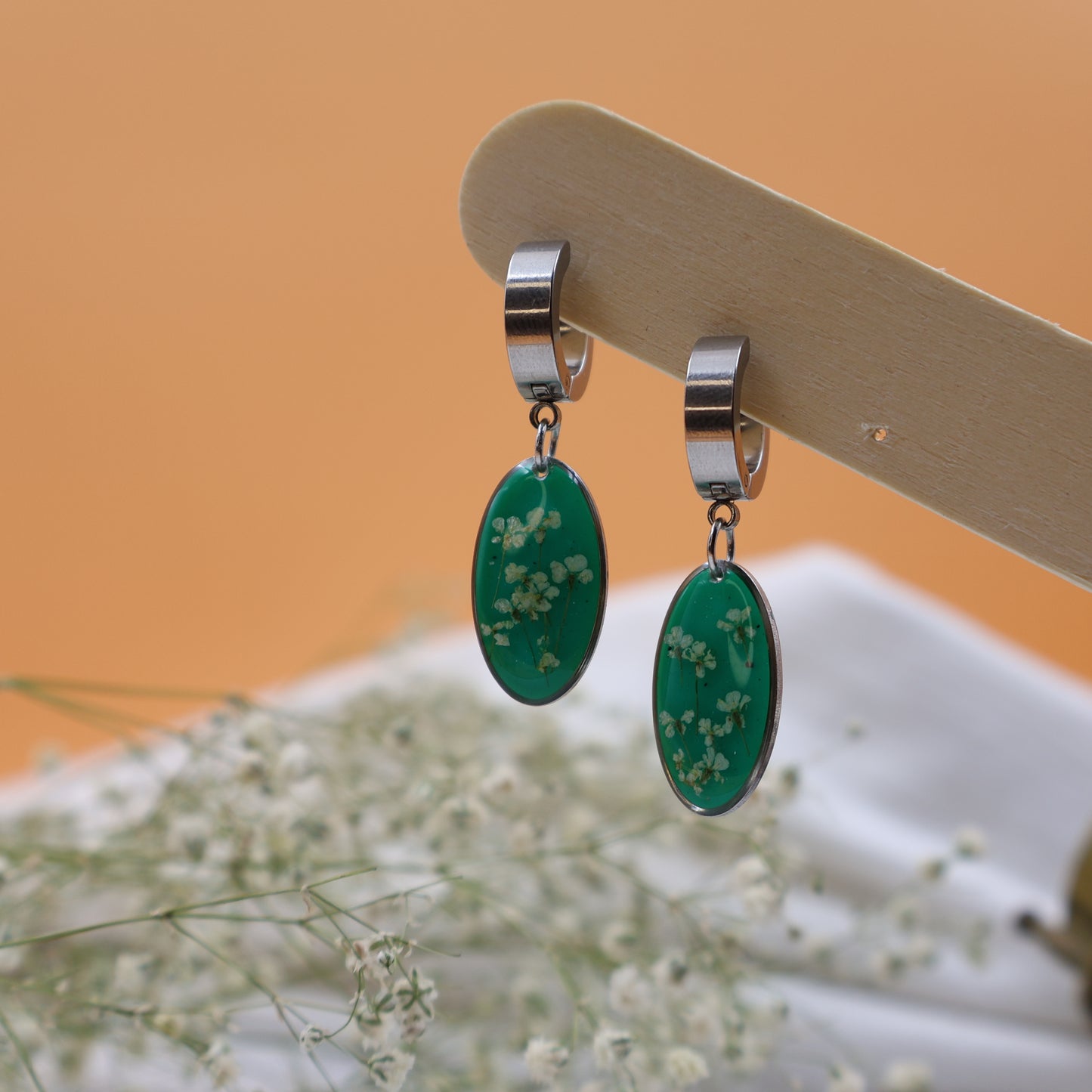 Olive lace earrings