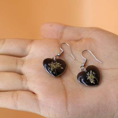 Classic Black Floral Earrings