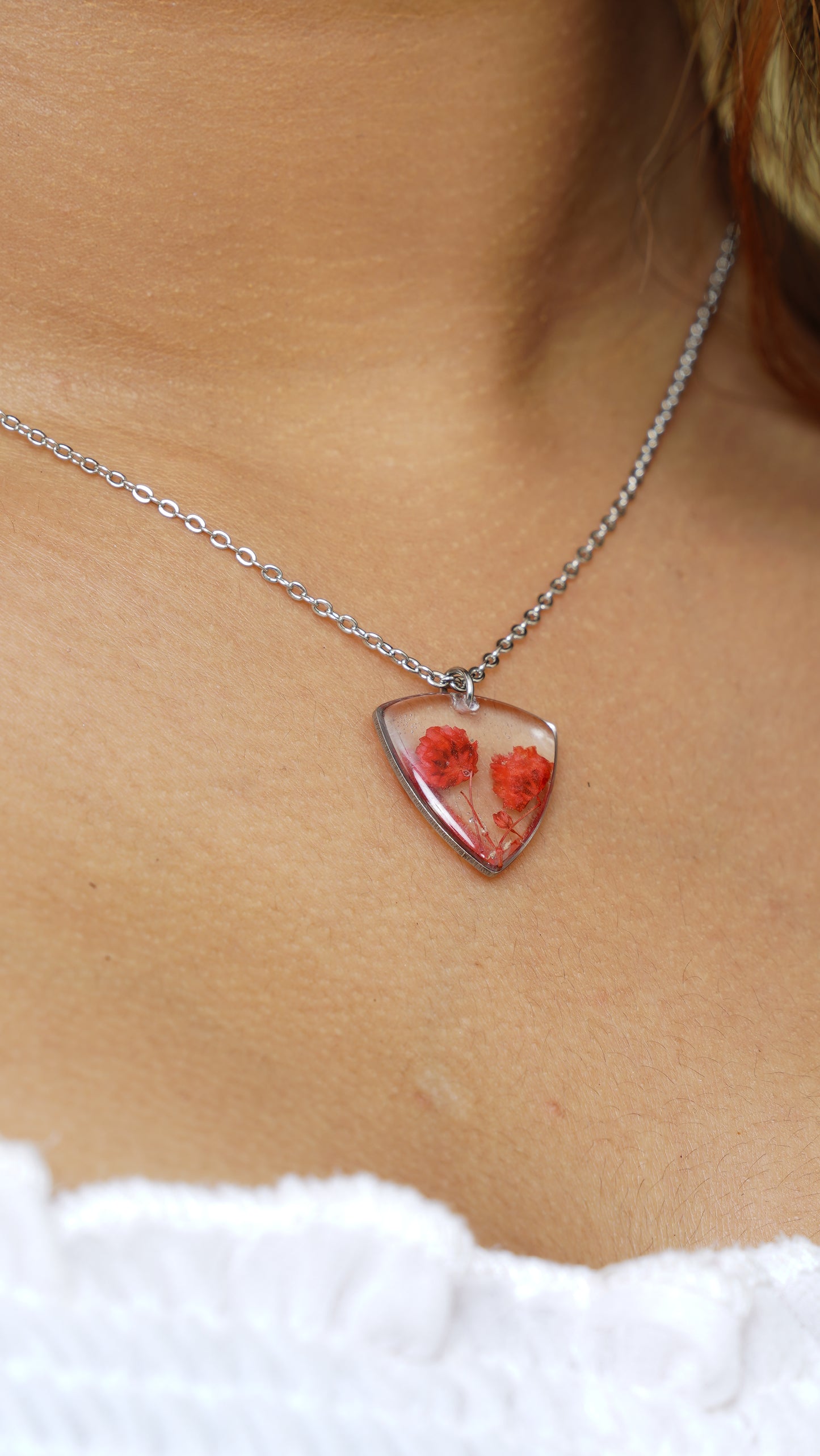 Red Gypsophila Necklace