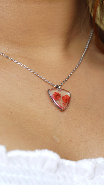 Red Gypsophila Necklace